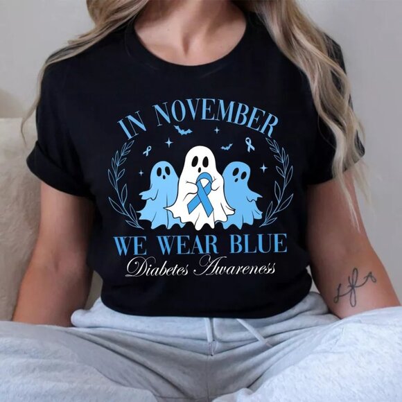 In November We Wear Blue Diabetes Awareness T-shirt - Picture 1 of 4